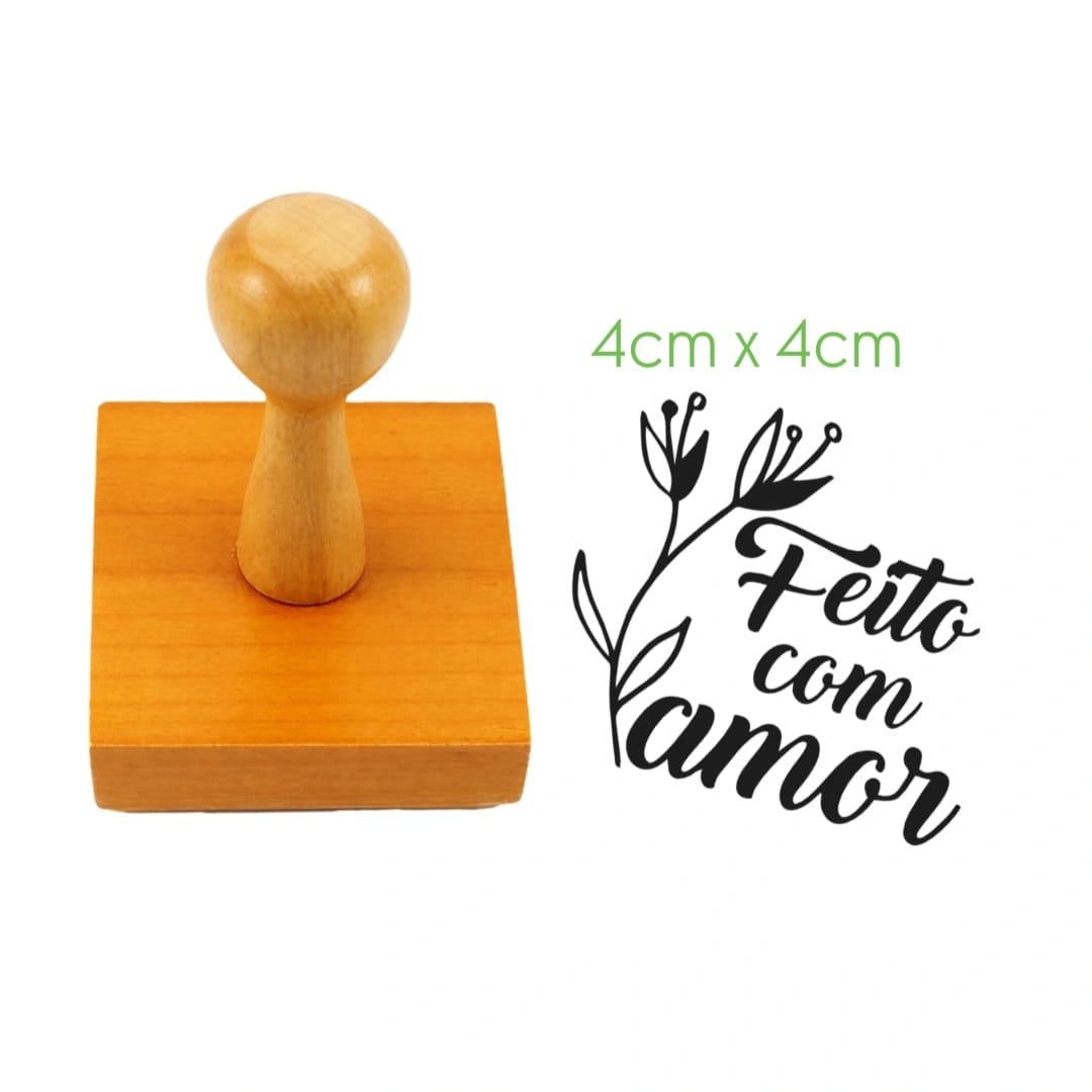 Carimbo Personalizado de Madeira Feito com Amor