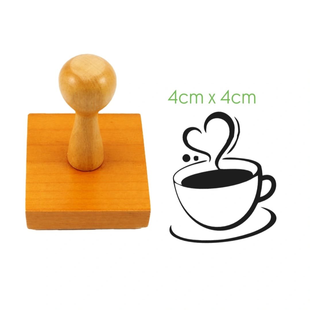 Carimbo Personalizado de Madeira Xícara Café