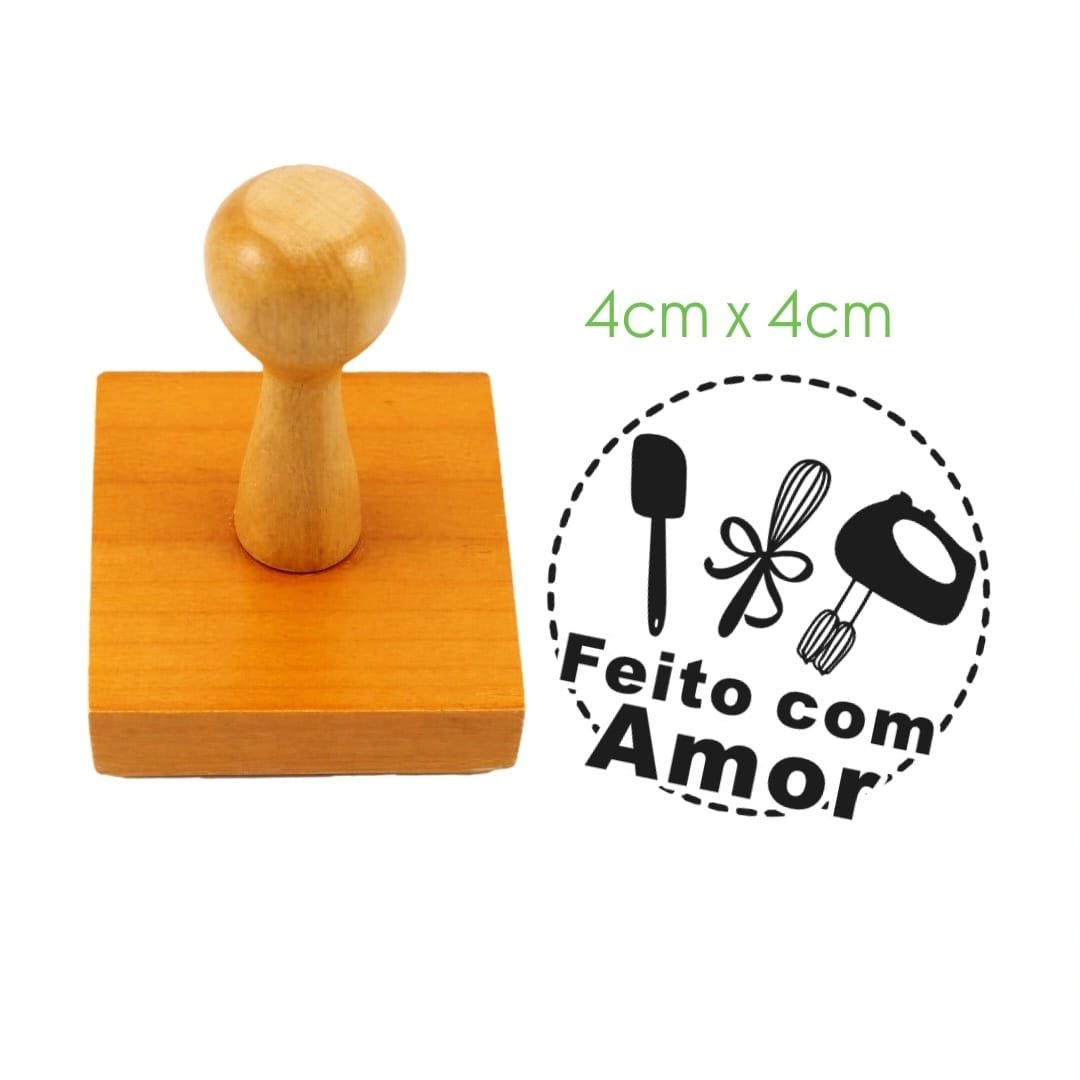 Carimbo Personalizado de Madeira Feito com Amor❤